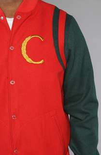 Crooks and Castles The Mens Woven Baseball Jacket Hi Luxe in Scarlet 