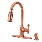   Handle Pull Down Kitchen Faucet with Soap Dispenser in Antique Copper