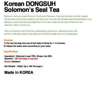 BEST★Korean DONGSUH Solomons Seal Tea / 100 Tea bags  