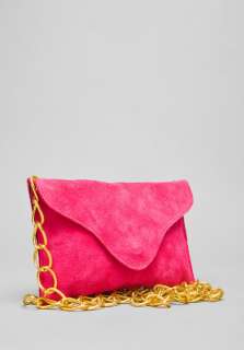 WINTERS Envelope Chain Bag in Pink Suede  