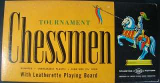 Vintage Lowes Tournament Chess Chessmen Plastic Chess Set w 