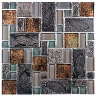   Versailles Walnut 11 3/4 in. x 11 3/4 in. Ceramic and Glass Wall Tile