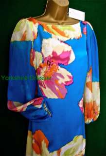 New MONSOON Turquoise Silk Floral CAPTIVIA Tunic Dress  