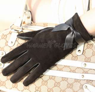   Womens GENUINE LAMBSKIN leather Warm Winter gloves Christmas gift