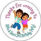   Dora and Diego Personalized favor stickers personalized Birthday party