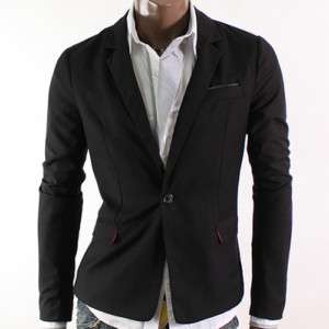 Doublju1 Mens Casual Short Blazer Jacket BLACK (BJ03)  