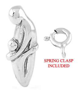 SILVER SINGLE MOTHER & CHILD CHARM W/ SPRING RING CLASP  