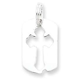 Sterling Silver Dog Tag Cross Charm FREE USA SHIPPING!  