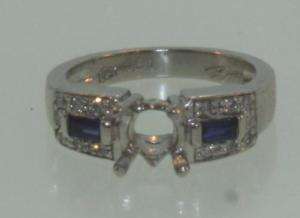 platinum diamond sapphire engagement ring semi mount  