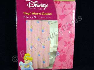Disney 3 Princess Vinyl Shower Curtain Set 12 hooks  