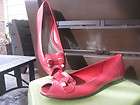 ANTONIO MELANI Women Cherry Red Peep Toe Flat Shoes BRAND NEW Bow Tie 