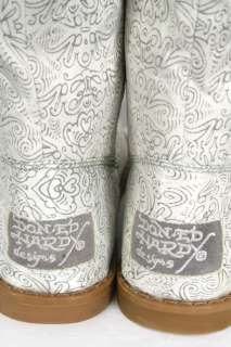 New Ed Hardy Strap Love Kills Slowly Boots Shoes White  