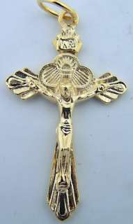 Crucifix Petite Gold Plated Religious Medal Grail Cross  