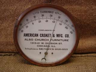   Casket Co Thermometer  Brass / Copper Sign Antique Store 6602  
