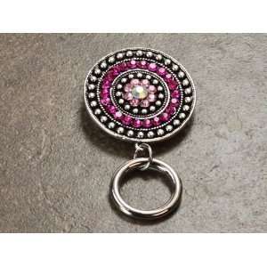 ID Badge Holder Dazzle in Pink Magnetic Clip  