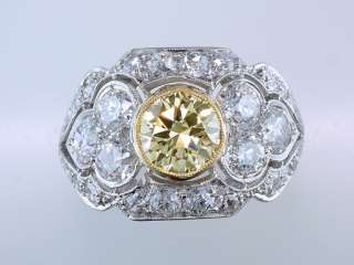 Antique GIA 3ct Canary Yellow Diamond Engagemement Ring  