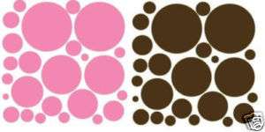50 Pink and Brown Wall Polka Dots Peel and Stick  