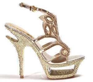 Lady Couture Gold Dazzle Crystal Accented Ladies Platform High Heel 
