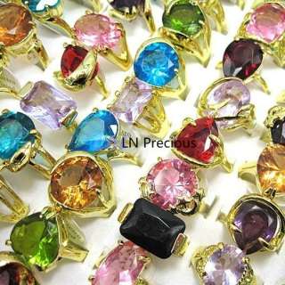 wholesale jewelry lots 40pcs Crystal Zircon gold plated Rings New free 