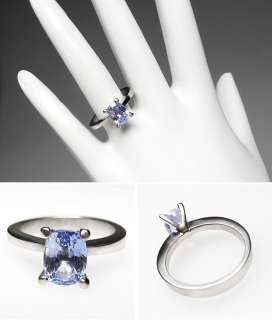 Ceylon Sapphire Solitaire Engagement Ring Solid 18K White Gold