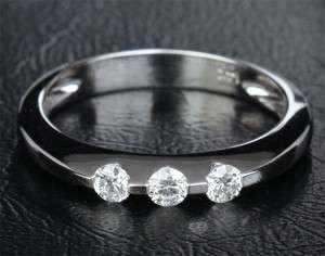 Gorgeous 3 Channel SI Diamond Stones 14K WHITE GOLD ENGAGEMENT WEDDING 