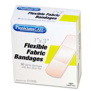  Acme United 51006 Fabric Adhesive Bandages,1 x 3, 50/Box 