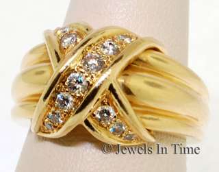 Tiffany X 18k Yellow Gold and Diamond Ring 4.75  