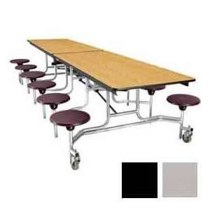 12 Mobile Cafeteria Stool Unit With Plywood Top, Gray Top/Black 