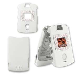   White Rubberize Diamond Crystal Case Cover Cell Phones & Accessories