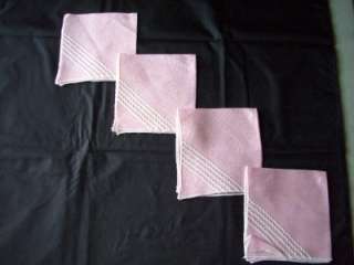 Vintage Pink And White Linen Napkins Wavy Design NEAT  