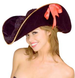 Adult Black Velvet Buccaneer Hat   Pirate Costume Accessories