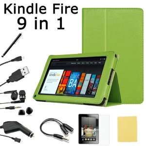 Tablet Accessories   Green PU Leather Case, Screen Protector& Cleaning 