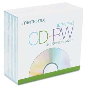  Memorex CD RW Discs 700MB/80min 4x With Slim Jewel Cases 