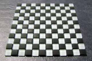Black & White Checkerboard 12 X 12 Frosted Glass Tile Mosaic  