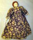 VTG 1976 China Head Doll Brown Hair 1800s Style Purple Print Dress 