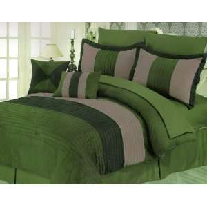 10 Pcs Micro Suede Pleated Stripes Comforter+Sheet Set Bed 