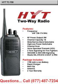 HYT TC 700 VHF RADIO 5 WATT 16 CHANNEL TWO WAY TC700  