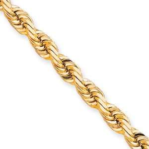   8mm, 10 Karat Yellow Gold, Diamond Cut Rope Chain   24 inch Jewelry