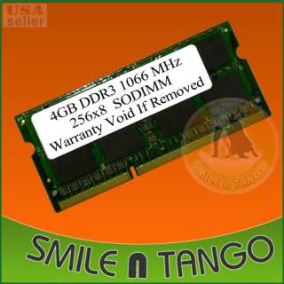4GB DDR3 PC3 8500 SODIMM 1066 MHz LAPTOP MEMORY  