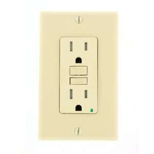   GFCI Tamper Resistant Receptacle with LED Indicator, 15 Amp, Ivory