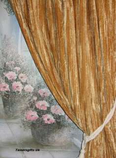 NEW LINED GOLD CRUSHED VELVET TYPE CURTAINS 104 X 72  