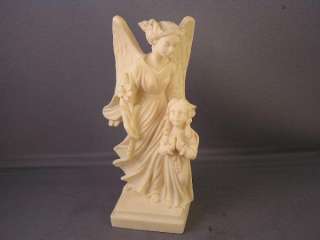 ITALY CARVED ANGEL & CHILD FIGURINE MARKED G.R.  