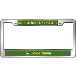  John Deere Auto Tag Frame   Domed Metal/Chrome Automotive