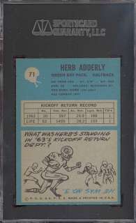 1964 Philadelphia #71 Herb Adderley Rookie HOF SGC 88  