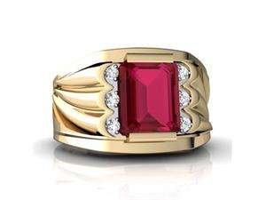    Lab Ruby Mens Mens Ring 14K Yellow Gold Lab Created 