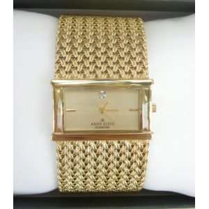  Ak Anne Klein Wide Gold Diamond Watch #10 7346chgb 