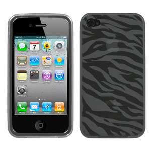  Apple iphone 4 4S Cell Phone TPU Smoke Zebra Silicone Skin Gel Cover 