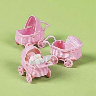 12 Pastel PINK Baby Girl CARRIAGES Shower Party Favors Dozen 