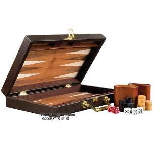  Backgammon Board Game Set in Soft Leather Wood Case 13 