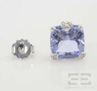   Fontaine Sterling Silver Cushion Cut Blue Quartz & Diamond Earrings